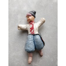 Boy Kazachok Antique Christmas Spun-Cotton Ornament Made in USSR 1940