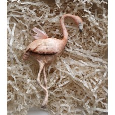 Pink Flamingo Russian Christmas Spun-Cotton Ornament