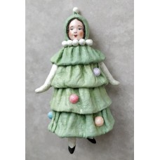 Girl in Christmas Tree Costume Unique Russian Christmas Spun-Cotton Ornament Girl in Christmas Tree Costume Unique Russian Christmas Spun-Cotton Ornament
