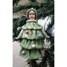 Girl in Christmas Tree Costume Unique Russian Christmas Spun-Cotton Ornament Girl in Christmas Tree Costume Unique Russian Christmas Spun-Cotton Ornament