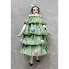 Girl in Christmas Tree Costume Unique Russian Christmas Spun-Cotton Ornament Girl in Christmas Tree Costume Unique Russian Christmas Spun-Cotton Ornament