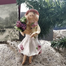 Bunny Girl with Bouquet Rare Unique Russian Christmas Spun-Cotton Ornament Bunny Girl with Bouquet Rare Unique Russian Christmas Spun-Cotton Ornament