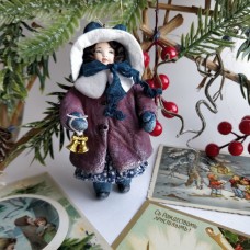 Cute Young Lady Unique Russian Christmas Spun-Cotton Ornament