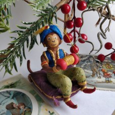 Monkey with accordion  Vintage Style Russian Christmas Spun-Cotton Ornament