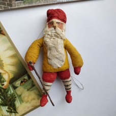Dwarf Leprechaun Very Rare Antique Russian Christmas Spun-Cotton Ornament Made i