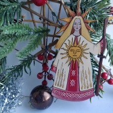 Wooden Unique Christmas ornament of Poludnitsa Lady Midday Slavic Goddess
