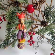 Monkey with Cymbal Vintage Style Russian Christmas Spun-Cotton Ornament