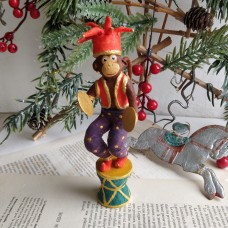 Monkey with Cymbal Vintage Style Russian Christmas Spun-Cotton Ornament