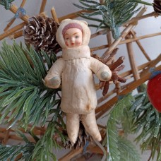 girl Muff (handwarmer) Antique Christmas Spun-Cotton Ornament Made in USSR 1940 girl Muff (handwarmer) Antique Christmas Spun-Cotton Ornament Made in USSR 1940