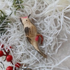 Woodpecker Antique Christmas Spun-Cotton Ornament Made in USSR 1940s