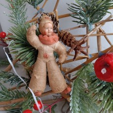 Clown Antique Christmas Spun-Cotton Ornament Made in USSR 1940s Clown Antique Christmas Spun-Cotton Ornament Made in USSR 1940s