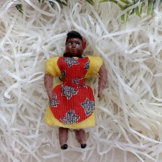African Woman Rare Antique Spun-Cotton Christmas ornament Made in USSR 1950s Cop