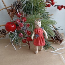 Fashion Cat Rare Antique Style Christmas Spun-Cotton Ornament
