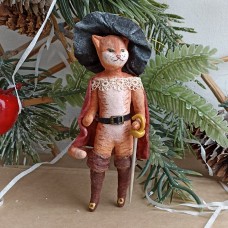 Puss in Boots | Antique style | Unique Christmas Spun-Cotton Ornament