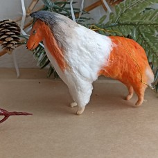 Mother Goat with  cabbage Vintage Style Russian Christmas Spun-Cotton Ornament