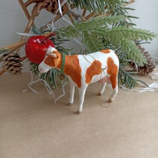 Cow | White-red Cow | Antique style | Unique Christmas Spun-Cotton Ornament
