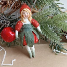 Strawberry Girl | Antique style | Unique Christmas Spun-Cotton Ornament