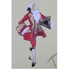 1950 Gouache Design Costume Theater | Tenor Ferretti I Colored Drawing |