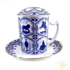 Covered cup with lid and saucer 