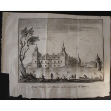 ROYAL PALACE OF EL PARDO MADRID SPAIN 1738 SALMON ANTIQUE COPPER ENGRAVED VIEW