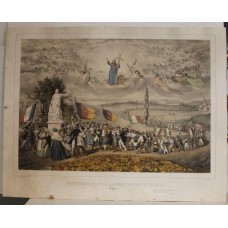 FRANCE 1848 M.C. GOLDMID UNUSUAL ANTIQUE ORIGINAL LITHOGRAPHIC UTOPIAN PLATE