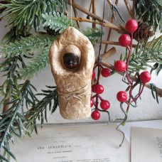 Peasant woman in winter outfit Russian Spun-Cotton Christmas ornament