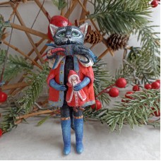 Mister Moon Man Unique Russian Christmas Spun-Cotton Ornament