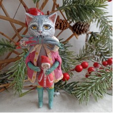 Mister Moon Man Unique Russian Christmas Spun-Cotton Ornament