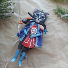 Mister Moon Man Unique Russian Christmas Spun-Cotton Ornament