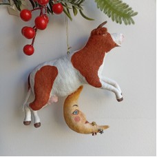 Krampus and Santa Rare Unique Christmas Spun-Cotton Ornament