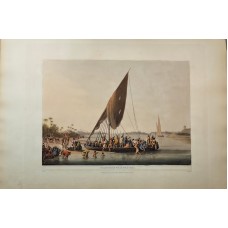 Ferry Boat Near Nedssili after Luigi Mayer Colorored Aquatint
