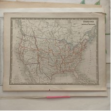 United States 1849 Vuillemin & Monin Unusual Antique Original Lithographic Map