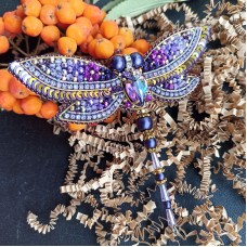 Russian lacquered hair-clip and brooch