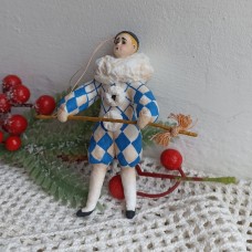 Harlequin Russian Christmas Spun-Cotton Ornament