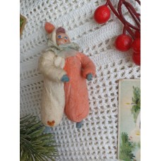 Clown Antique Russian Christmas Spun-Cotton Ornament 1950s Clown Antique Russian Christmas Spun-Cotton Ornament 1950s