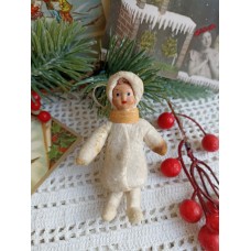 Girl Antique Christmas Spun-Cotton Ornament Made in USSR 1940 Girl Antique Christmas Spun-Cotton Ornament Made in USSR 1940
