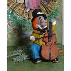 Dog playing cello  • Antique style • Spun-Cotton • Christmas ornament
