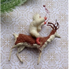 Girl Antique Christmas Spun-Cotton Ornament Made in USSR 1920s