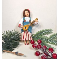 Girl Antique Christmas Spun-Cotton Ornament Made in USSR 1960 Girl Antique Christmas Spun-Cotton Ornament Made in USSR 1960