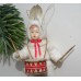 Bunny Boy with Drum Russian Spun-Cotton Christmas ornament