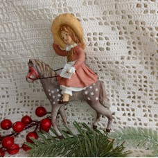 Little Girl Riding Horse Unique Christmas Spun-Cotton Ornament