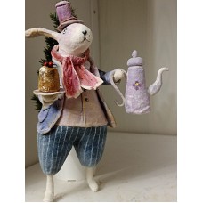 Bunny with Teapot and Cake Antique Style Unique Spun Cotton Christmas Ornament Bunny with Teapot and Cake Antique Style Unique Spun Cotton Christmas Ornament