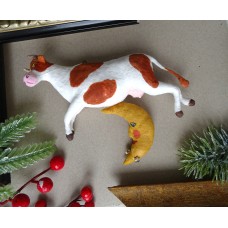 Cow Jumped Over the Moon Antique Style Spun-Cotton Christmas Ornament