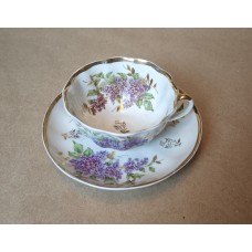 Lomonosov Cobalt Cup and Saucer Forget-Me-Not