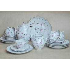 22K Gold Cobalt Net Bona China Tea Set 6/14 Russian Imperial Lomonosov Porcelain