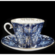 Russian Lomonosov Cobalt Gold Cup,Saucer Heath-Cocks