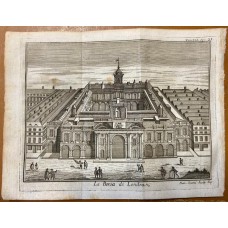 LONDON STOCK EXCHANGE ENGLAND 1754 THOMAS SALMON ANTIQUE COPPER ENGRAVED VIEW
