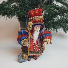 Wizard and Pet Snail Antique style Christmas Spun-Cotton ornament