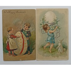 Children Decorating Egg Antique Postcard