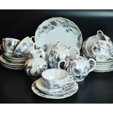 Antique Roses Vintage Tea Set 6/22 Lomonosov Porcelain USSR